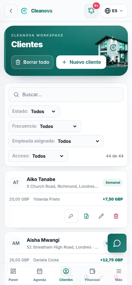 Abre Clientes y pulsa «+ Nuevo cliente»
