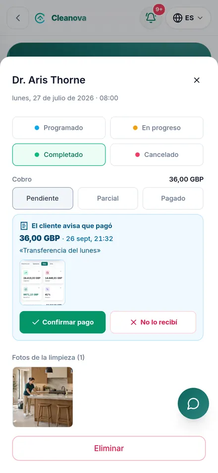 Cuando un cliente avisa que pagó